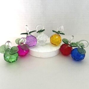 Apple Faceted Figurines Paperweight Spring Decor 7 Multicolored Kitsch Spring